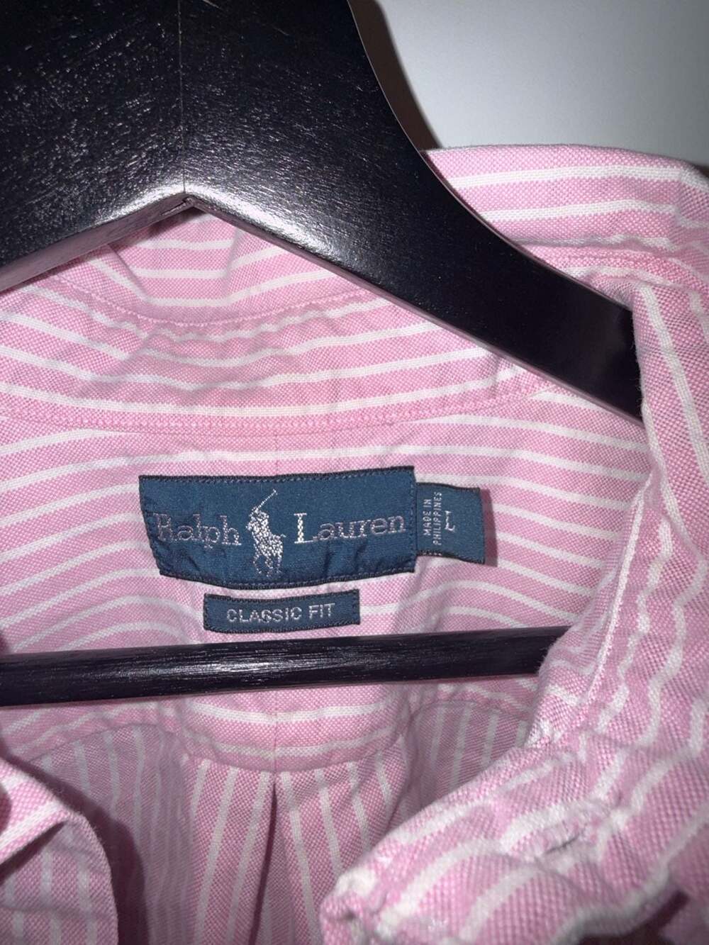 Ralph Lauren Classic Fit Striped Button Down Shirt Pink White - Picture 3 of 8